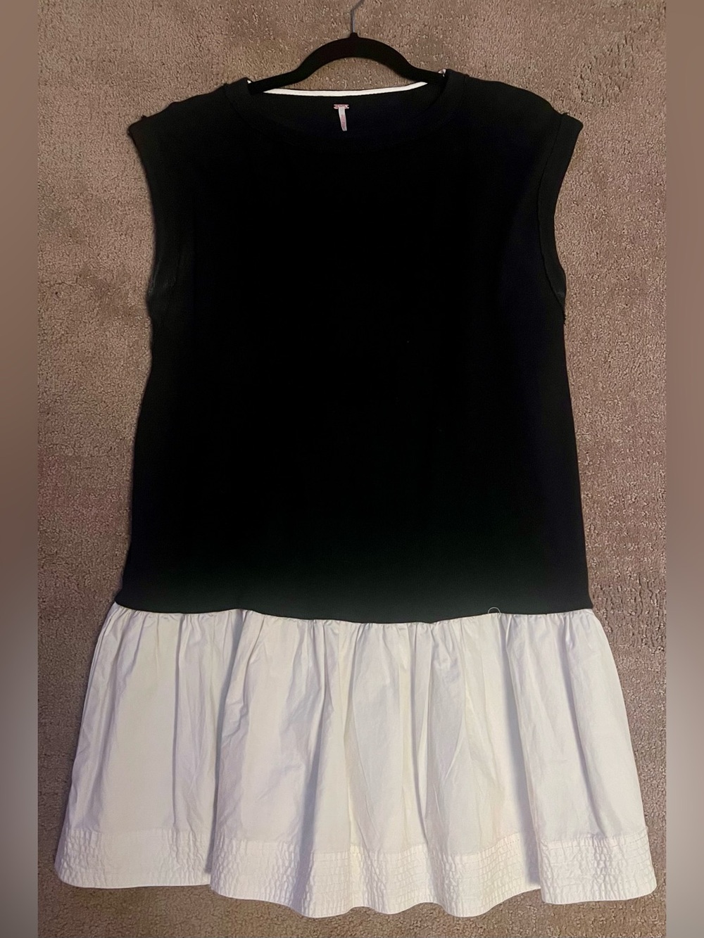 Free People Black and White Drop-Waist Dress